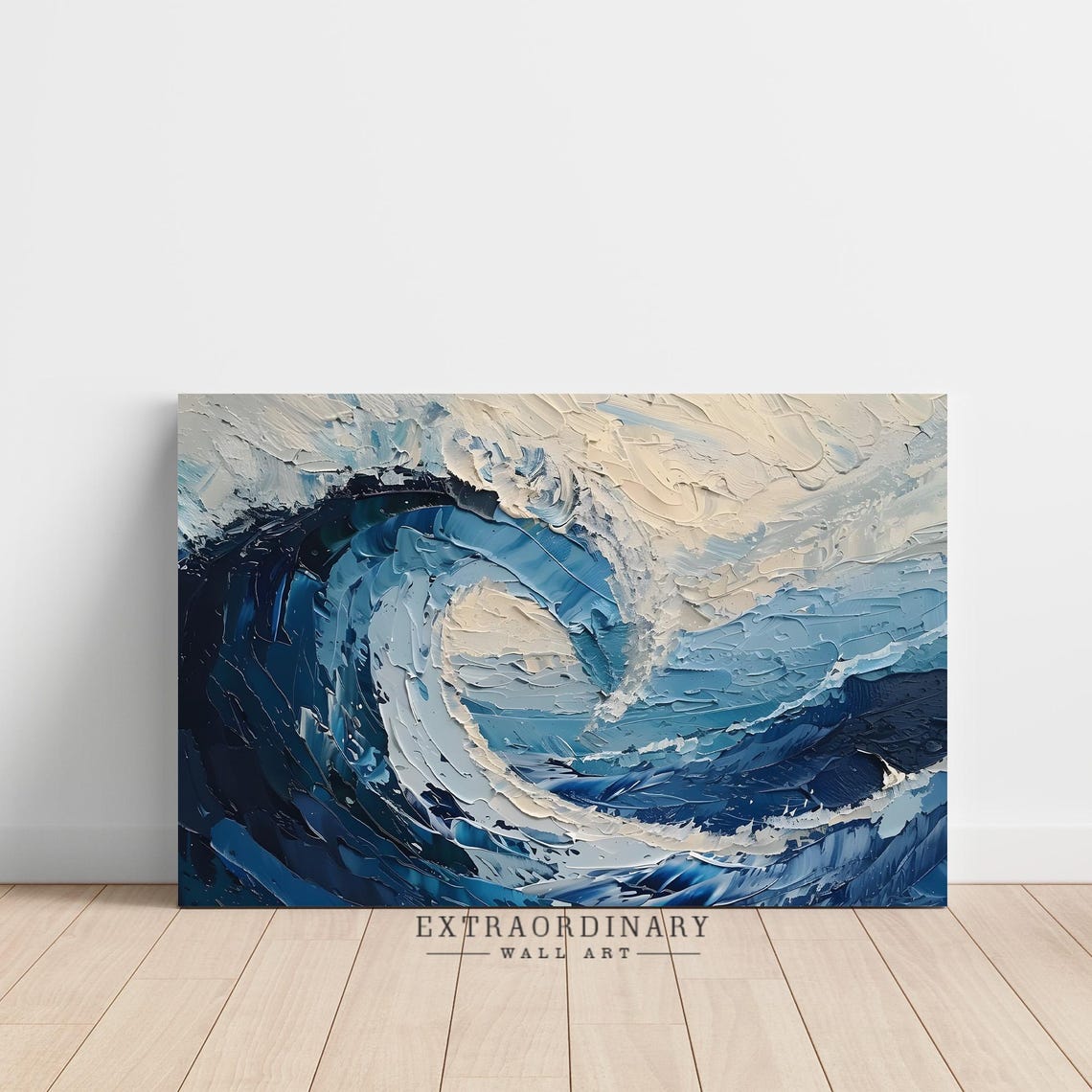 Ocean Wave Impasto Texture Blue And Cream Seascape Poster Art