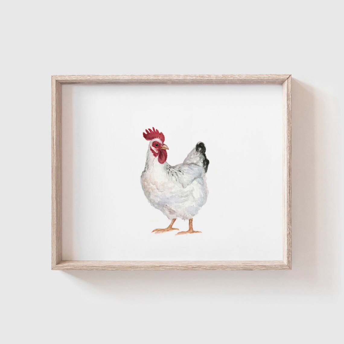 White Chicken Art Print, Farmhouse Kitchen Decor