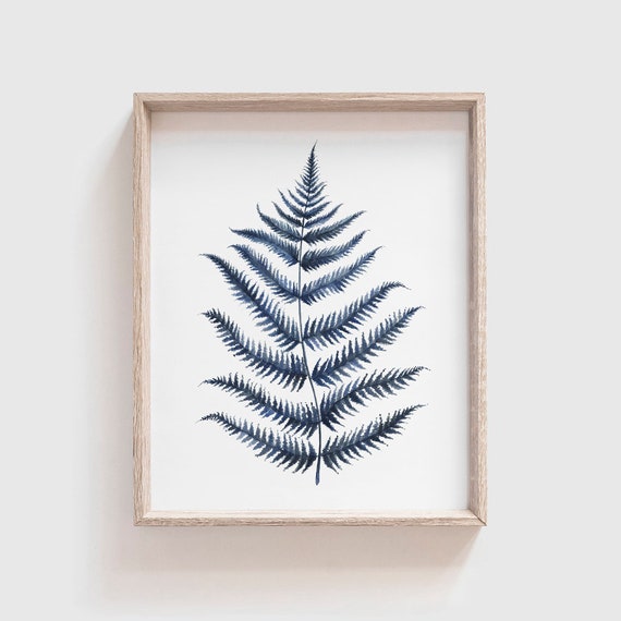 Blue Fern No. 1 Watercolor Botanical Art Print