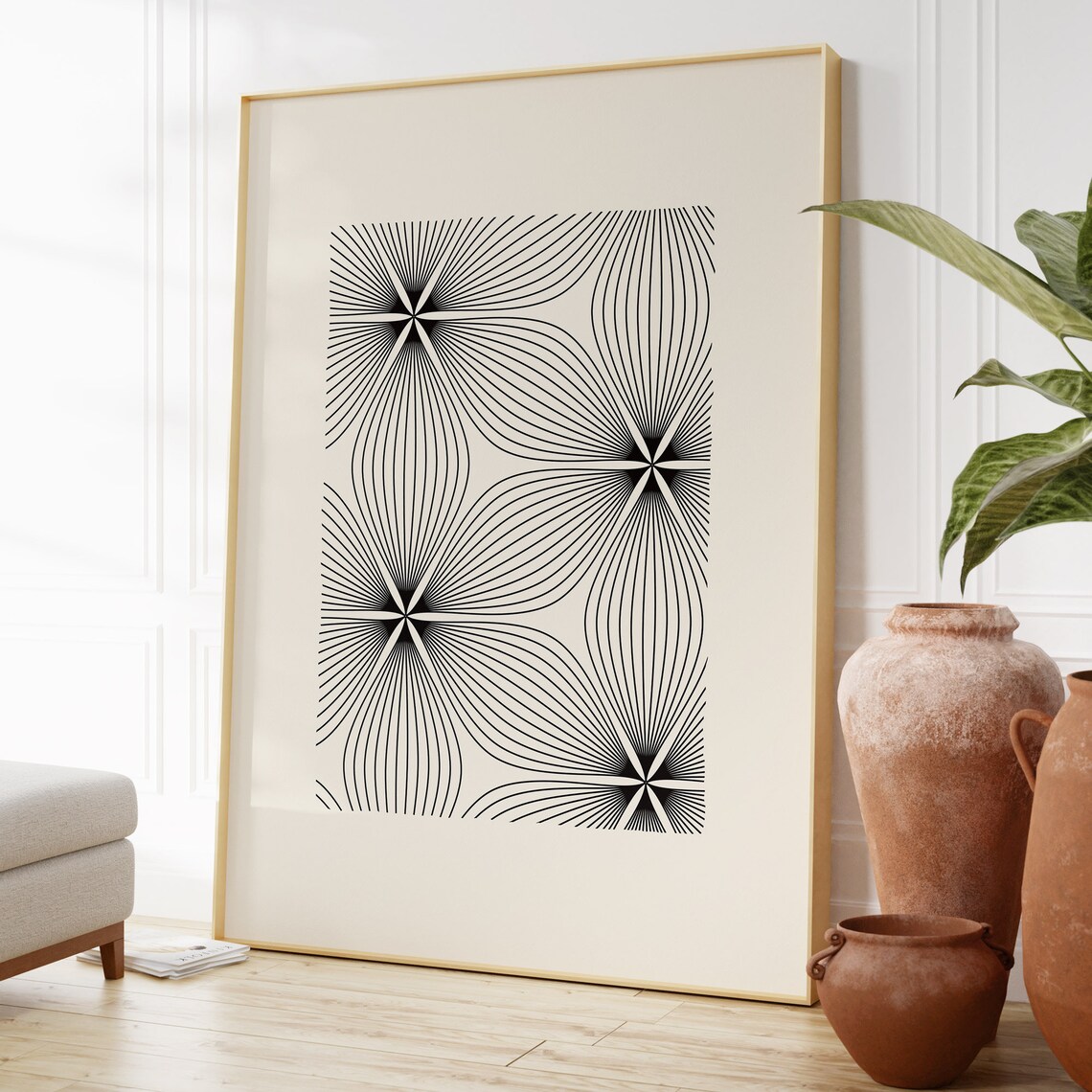 Geometric Abstract Floral Mid-Century Art Print - Image 2