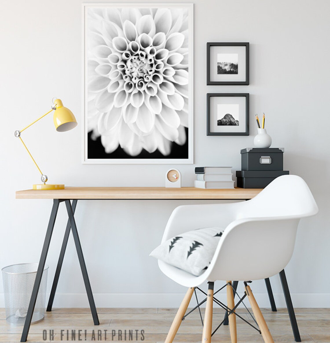 Dahlia Black and White Botanical Flower Art Print - Image 2