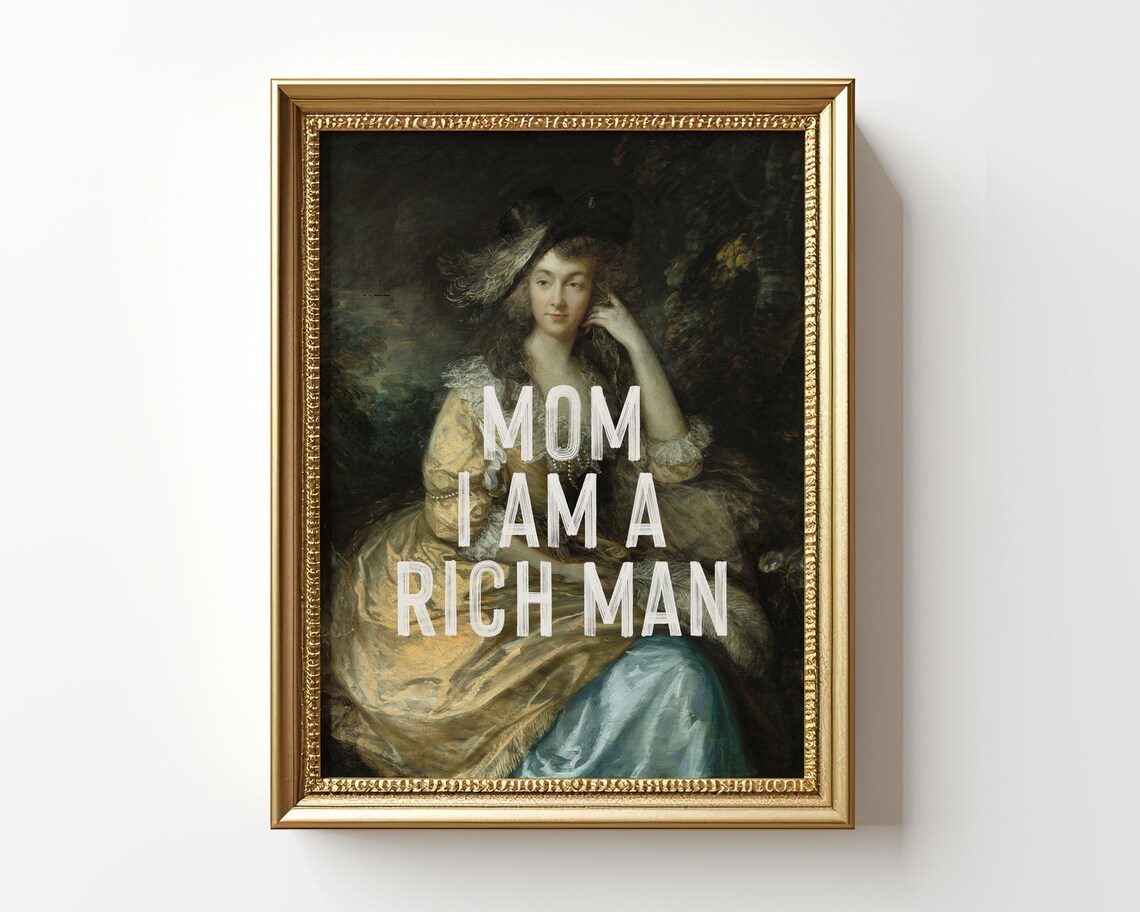 I Am A Rich Man Quote, Feminist Vintage Portrait - Image 2