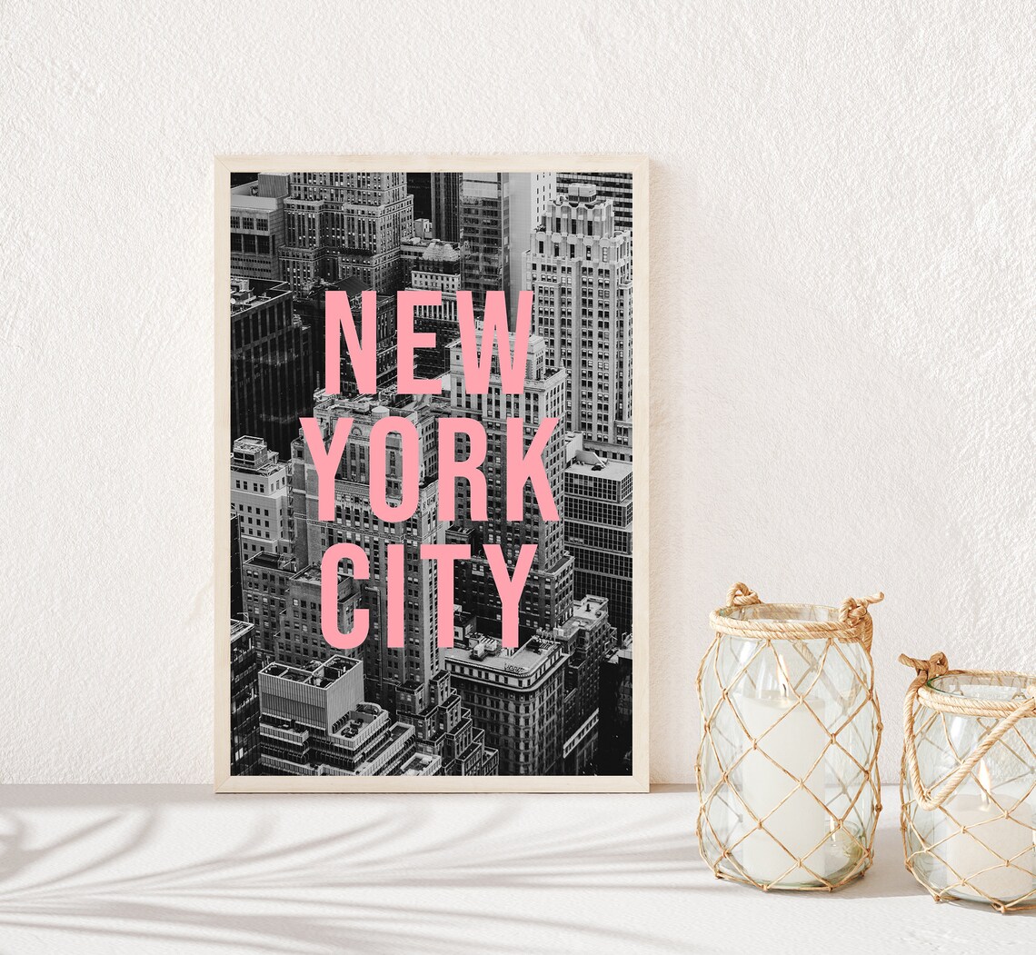 New York City Typography Travel Poster, Black and White - Image 2