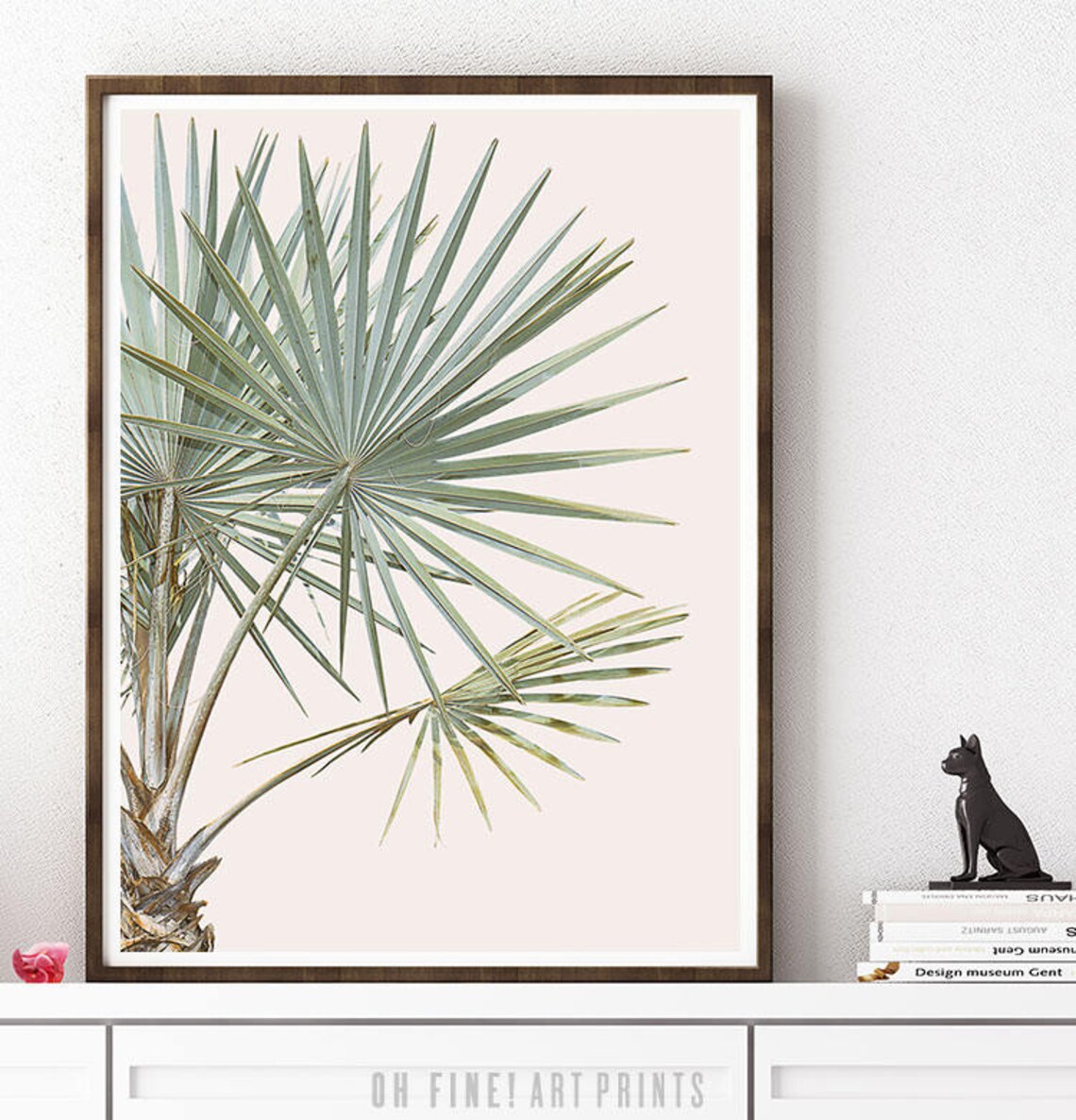 Silver Fan Palm Leaves Blush Botanical Tropical Photography Poster - Image 2
