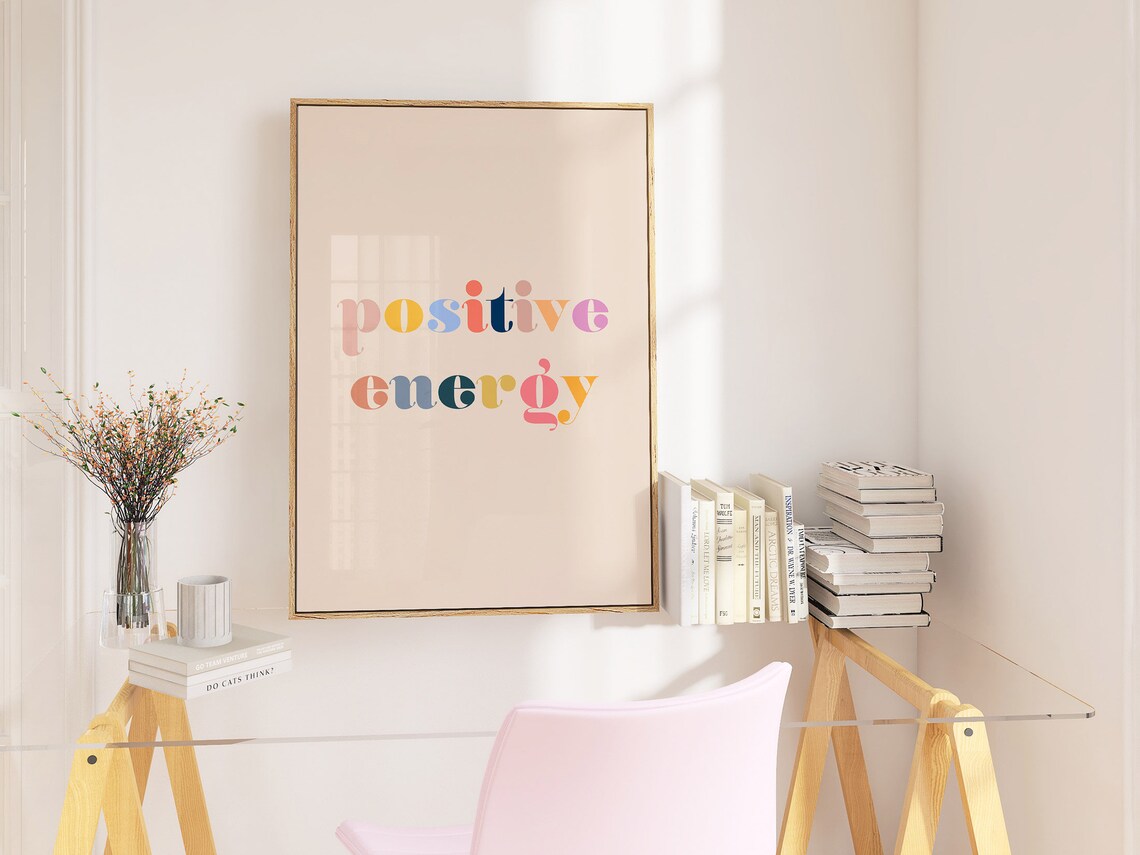 Positive Energy Motivational Retro Dorm Quote Poster - Image 3