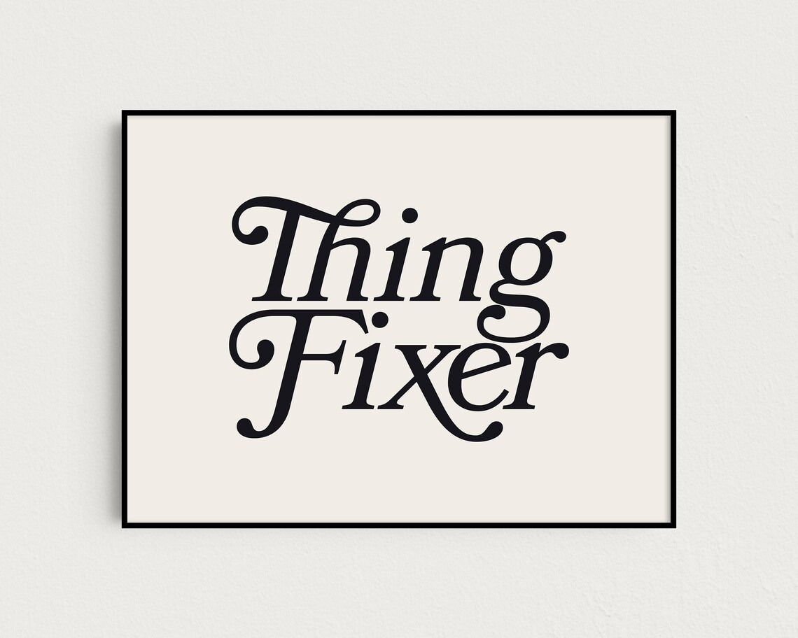 Retro Thing Fixer Wall Art Print Funny Office Sign Black Beige Cubicle Desk Decor Minimalist Office Decor A270 - Image 2