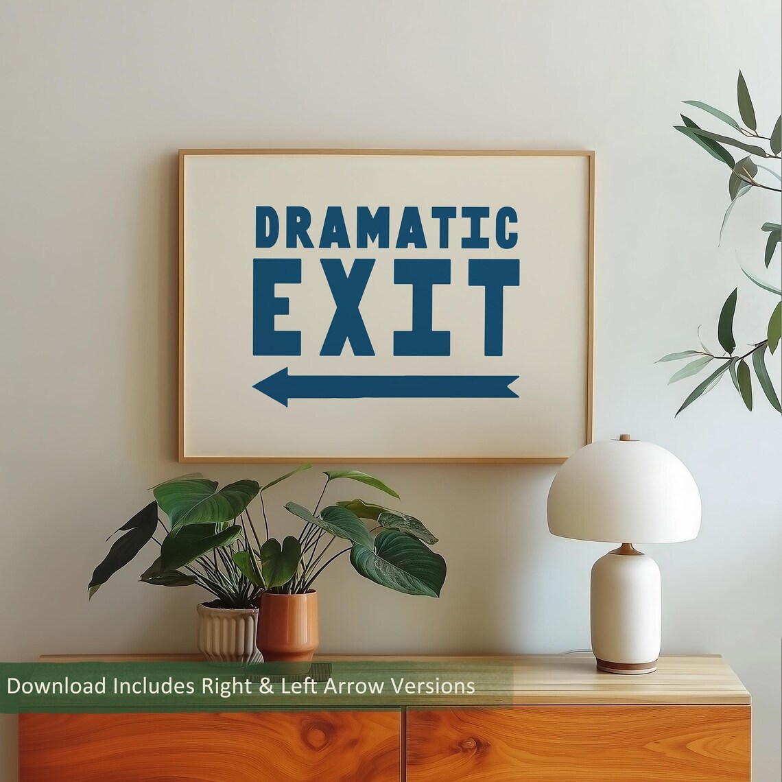 Dramatic Exit Print Retro Mid Century Wall Art Funny Typography Poster Trendy Apartment Door Decor Horizontal A252 - Image 3