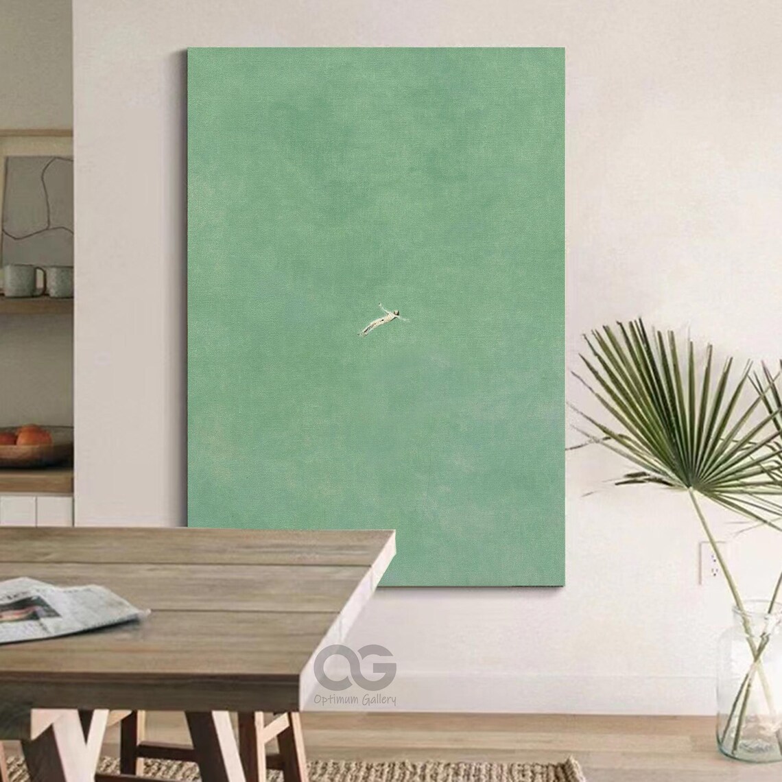 Minimalist Green Sea Swimmer Floating Calm Ocean Abstract Wall Art Poster - Image 4