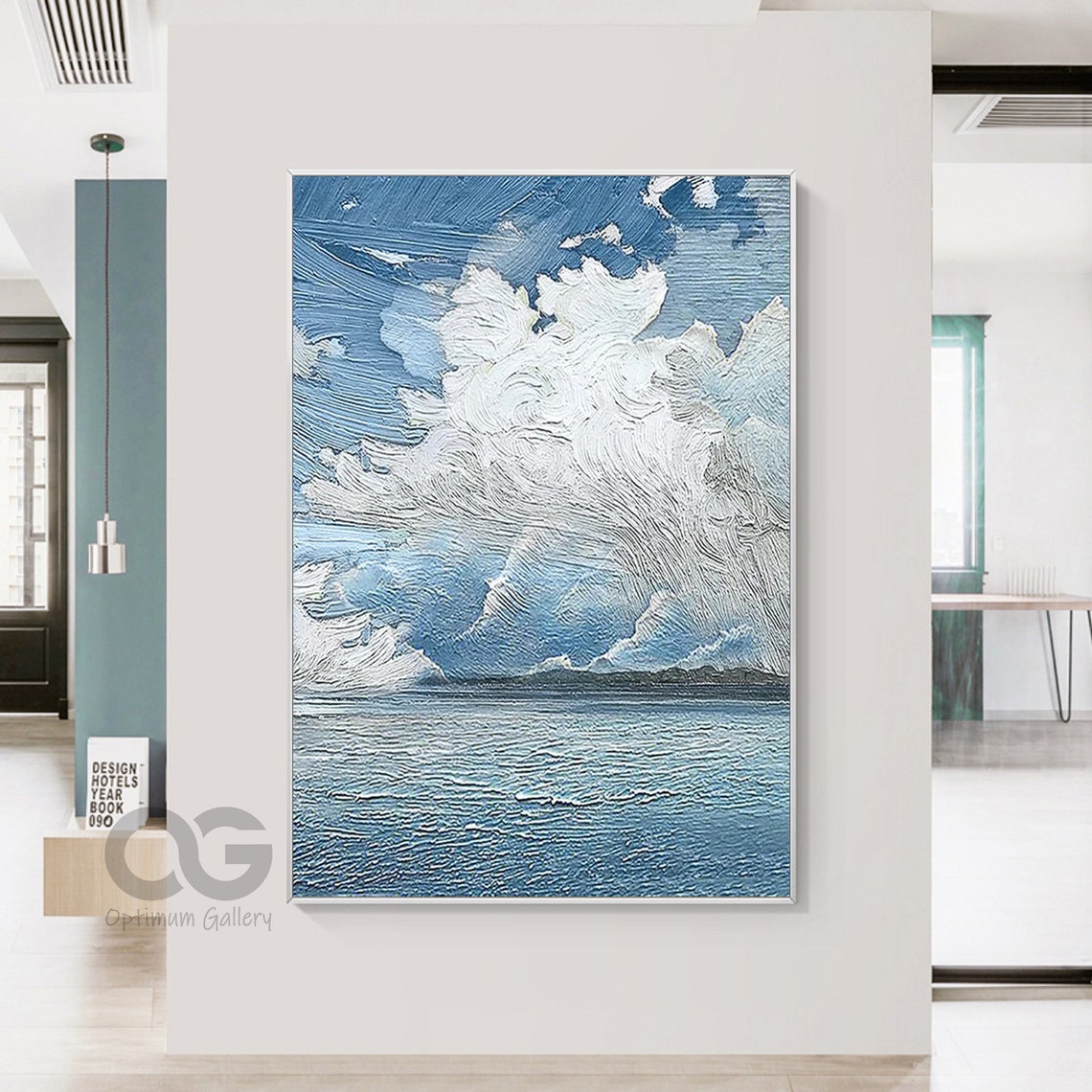 Original Sea Abstract Oil Painting White Wave Texture Painting Large Sky And Sea Painting Abstract Ocean Painting For Living Room Art - Image 2