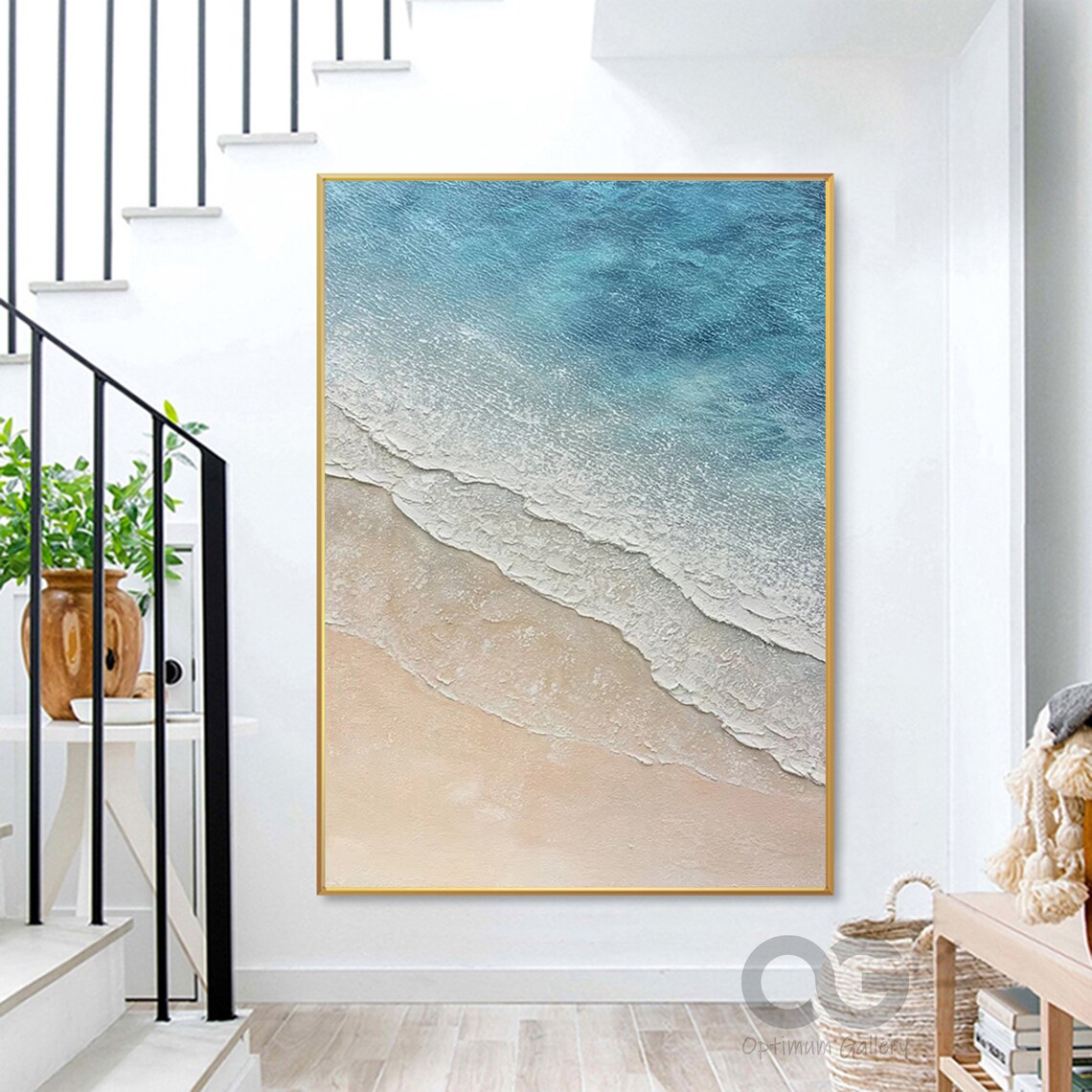 Blue Ocean Abstract Coastal Landscape Art Print - Image 5