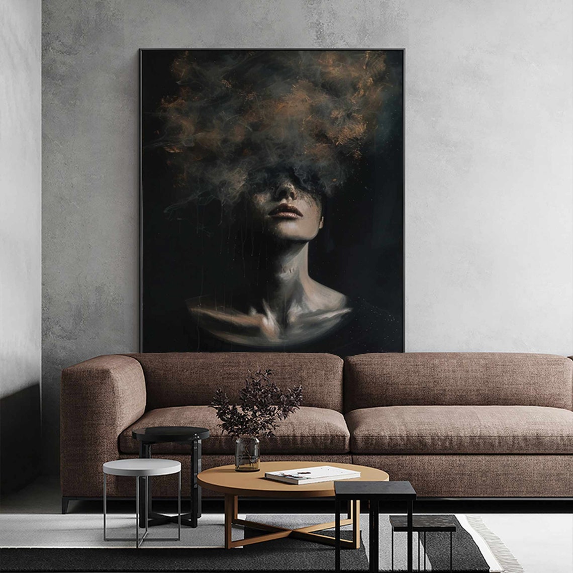Large Woman Face Portrait Wall Art Abstract Lady Painting Woman Face Painting Original Figurative Art Frame Woman Painting Home Decor - Image 4