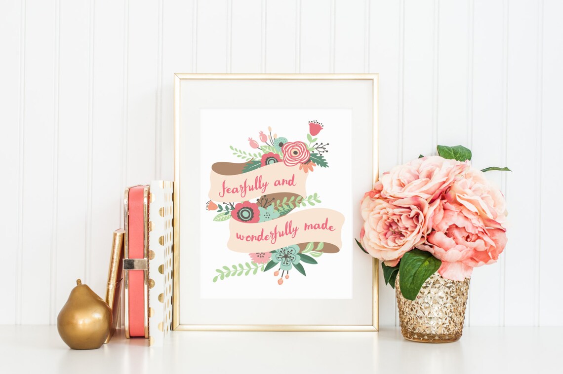 Fearfully Wonderfully Made Psalm 139:14 Nursery Art Print