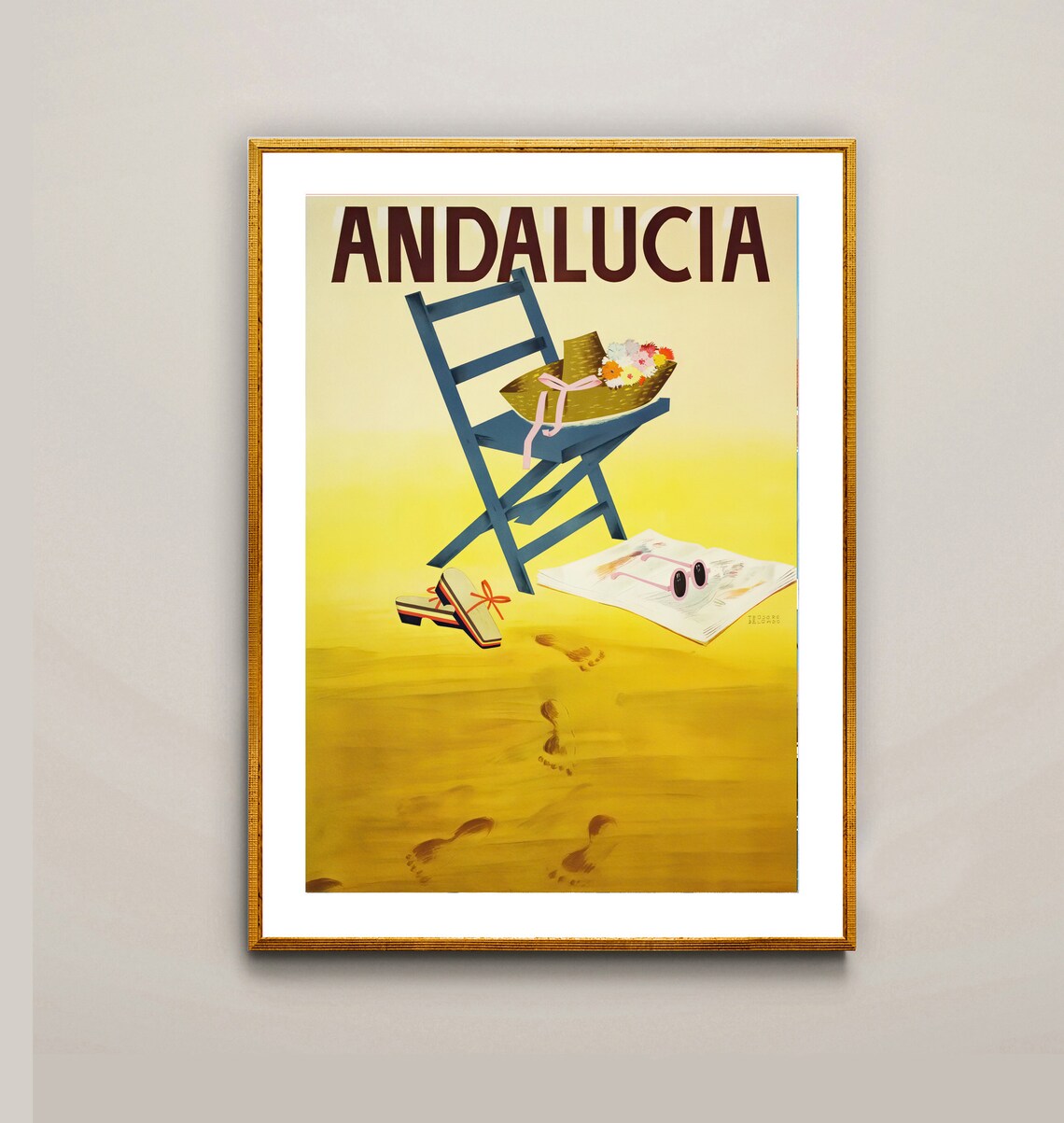 Andalucia Spain Beach Chair Summer Sun Vintage Travel Poster - Image 2
