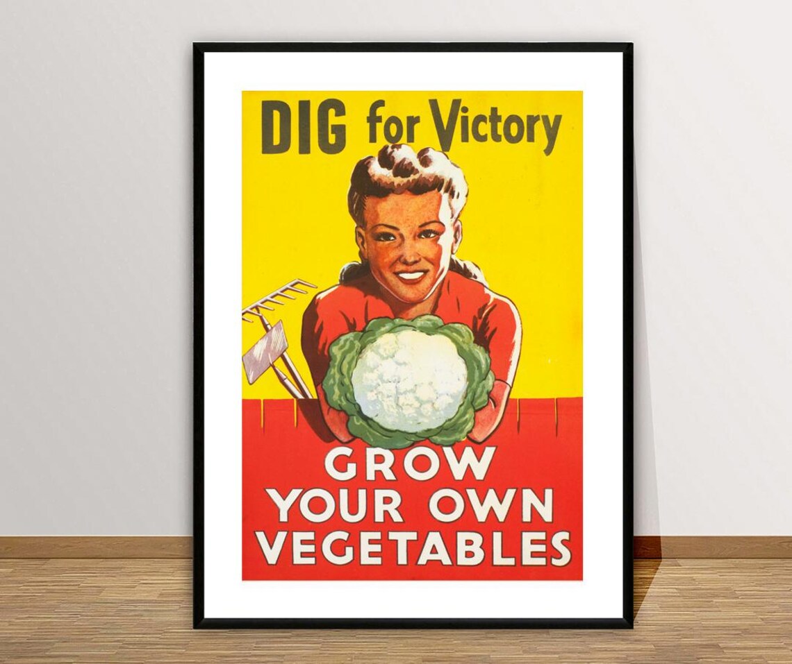 Dig for Victory Grow Your Own Vegetables WWII Garden Vintage Poster - Image 2