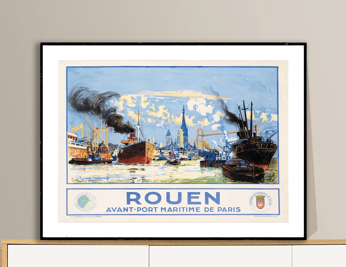 Rouen Avant Port De Maritime De Paris France Travel Poster - Image 2