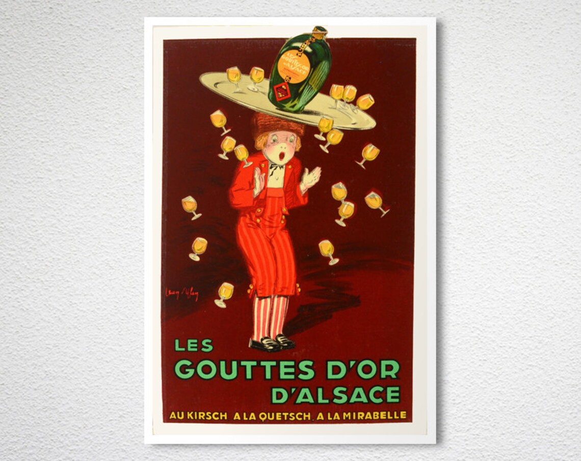 Les Gouttes dOr dAlsace Kirsch Liqueur Vintage French Poster - Image 2