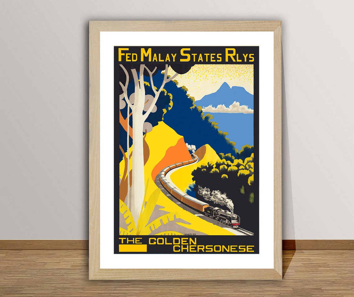 Federated Malay States Railways Golden Chersonese Train Travel Poster - Image 2