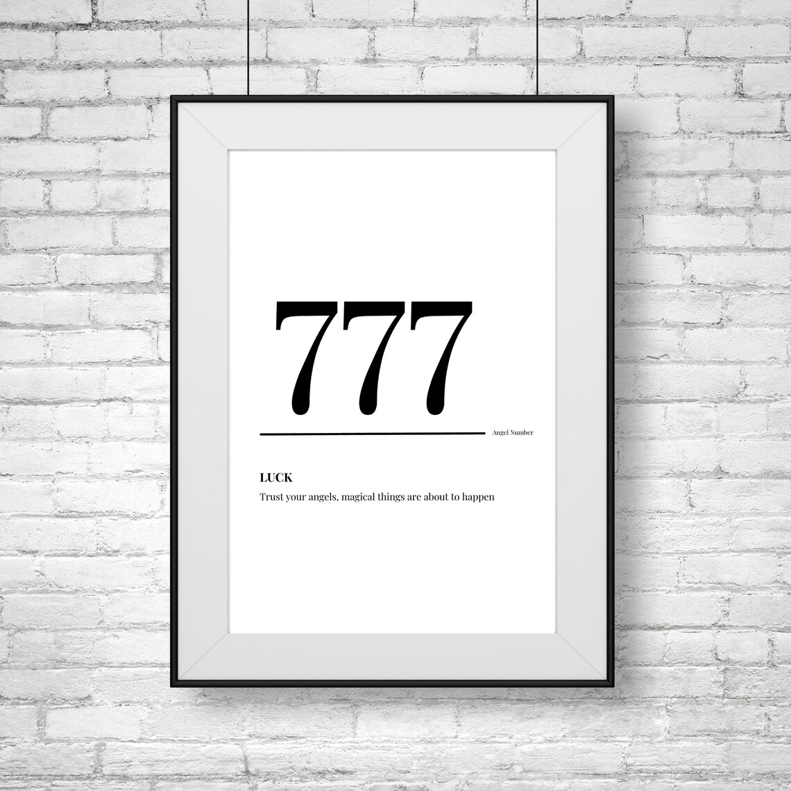 777 Angel Number Luck Meaning Minimalist Spiritual Decor Poster - Image 2
