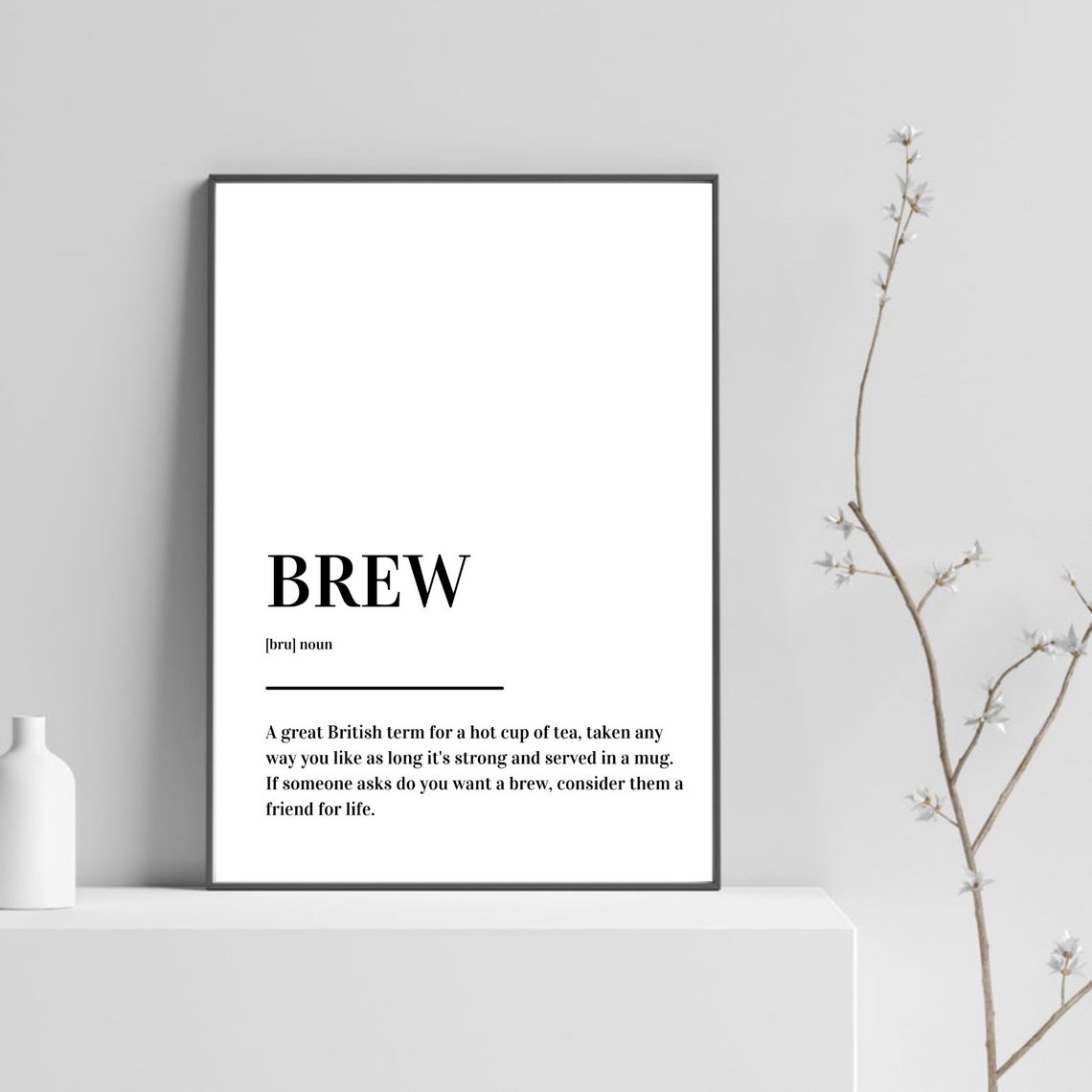 Brew Definition British Tea Cup Funny Kitchen Typography Poster