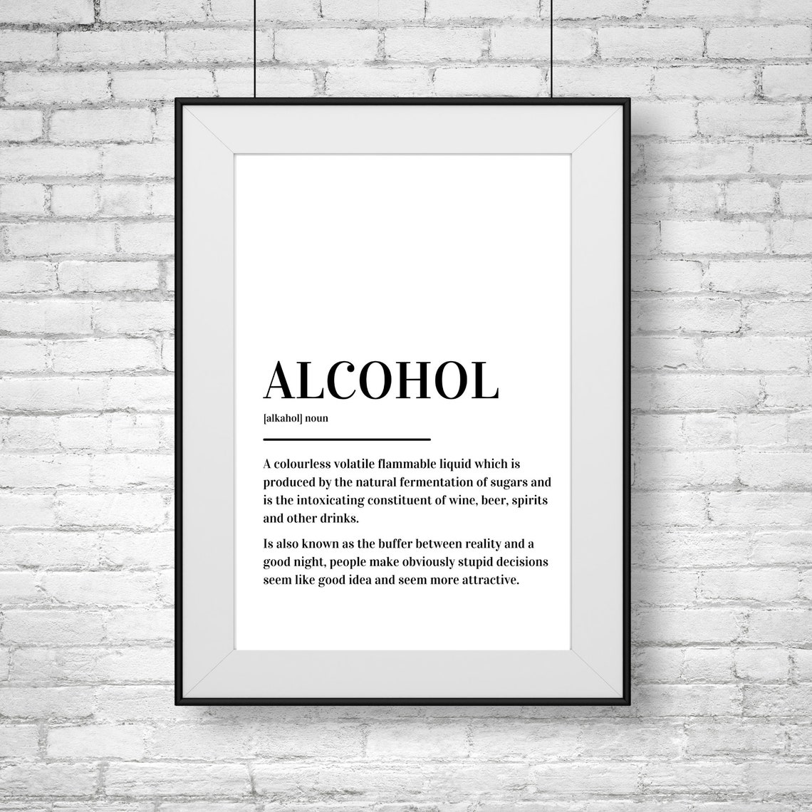 Alcohol Definition Funny Bar Quote Good Night Minimalist Poster - Image 2