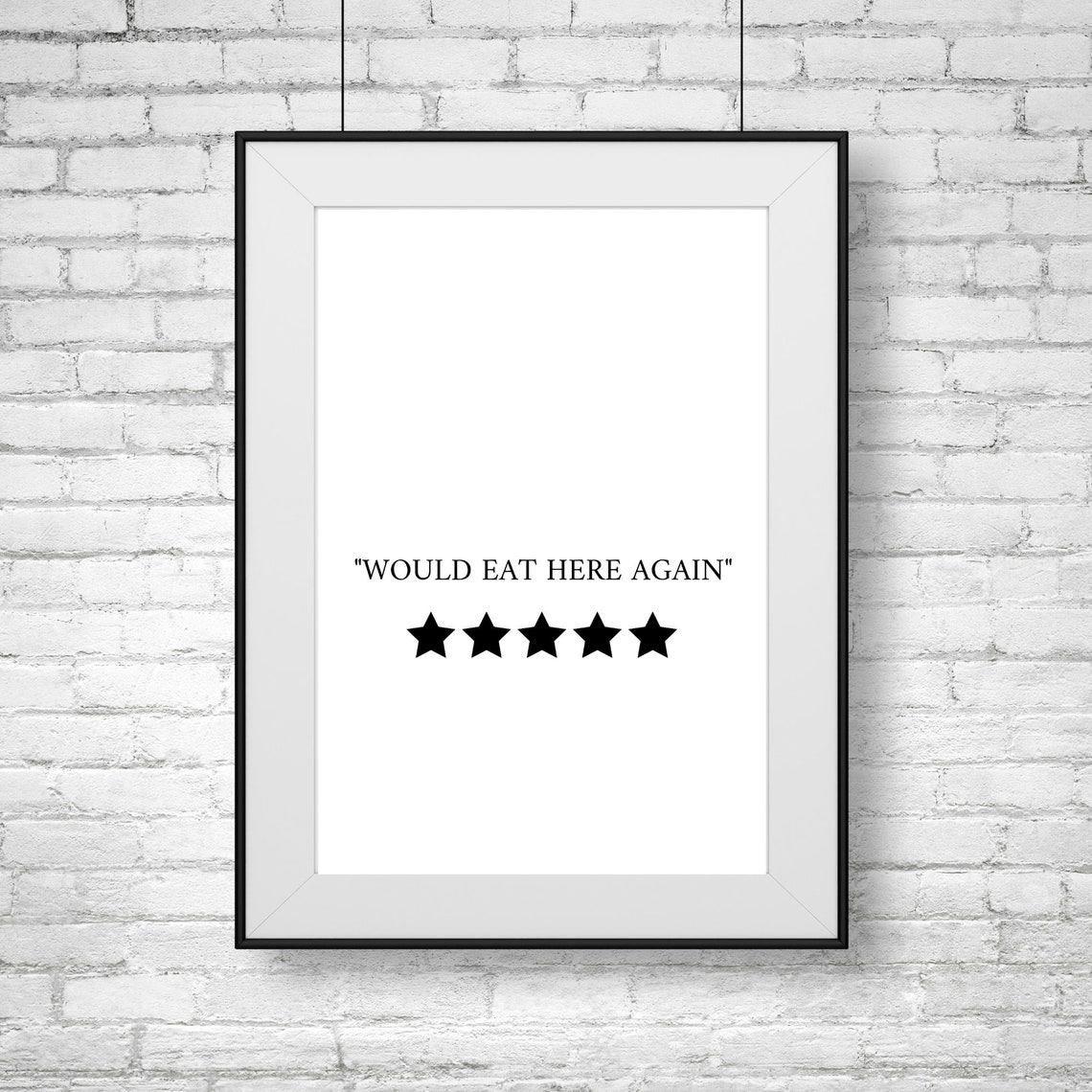 Would Eat Here Again Five Star Kitchen Review Funny Typography Poster - Image 2