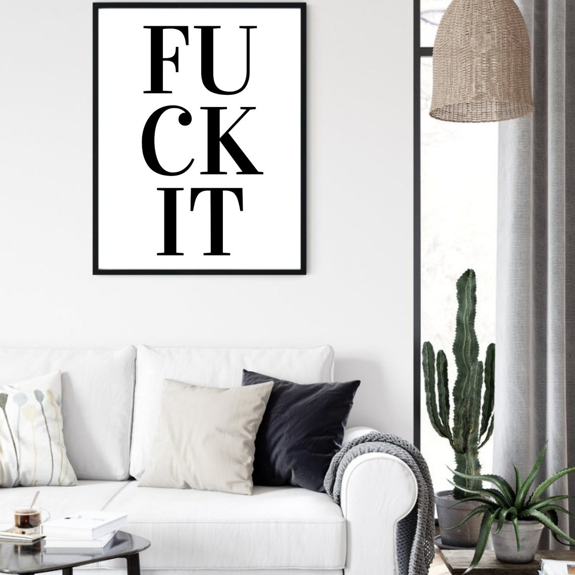 Fuck It Cheeky Bold Typography Black White Modern Quote Poster - Image 5