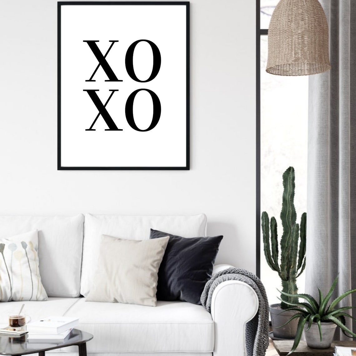 Xoxo Bold Typography Hugs Kisses Minimalist Black White Poster - Image 5