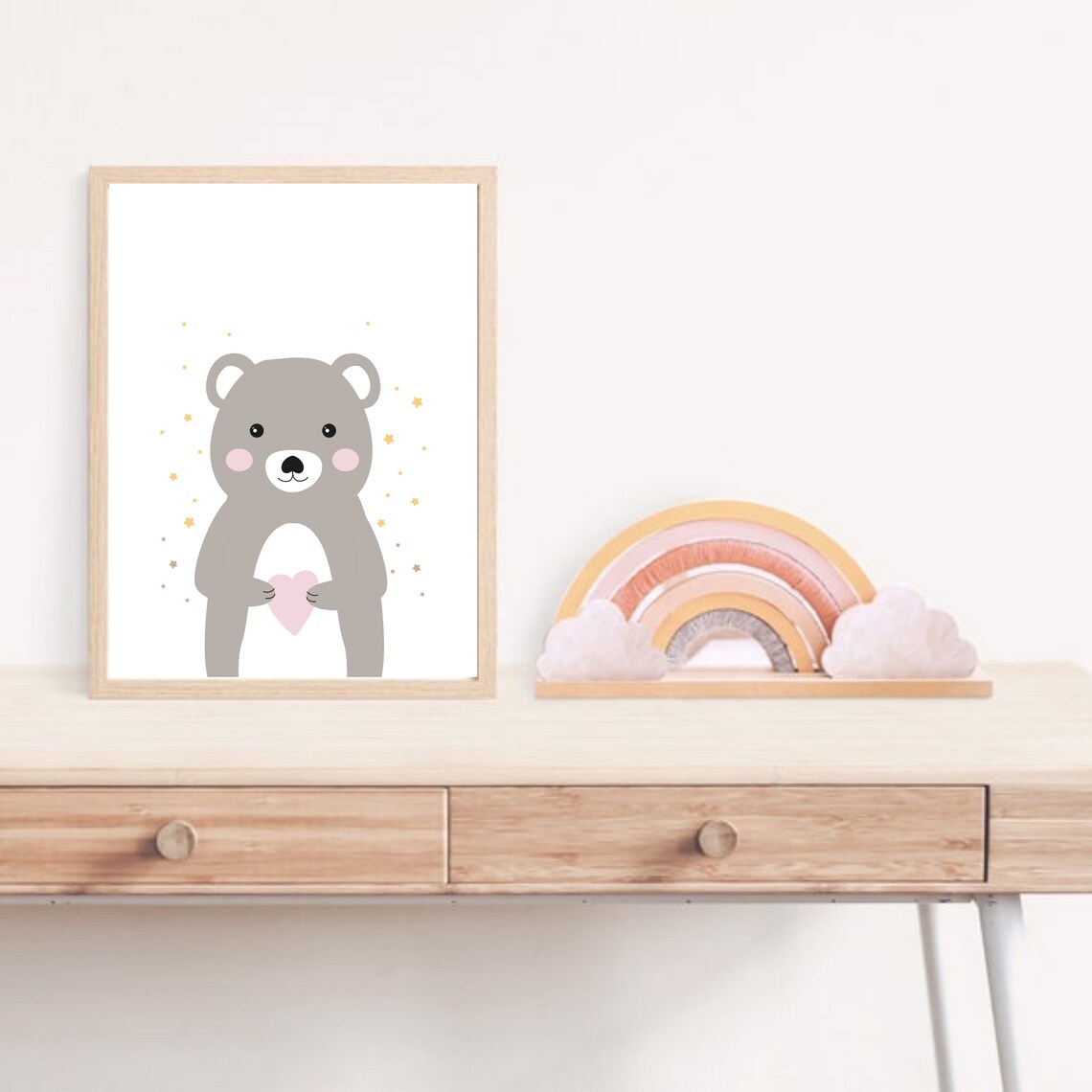 Cute Teddy Bear Nursery Poster Baby Room Woodland Animal Wall Decor - Image 4