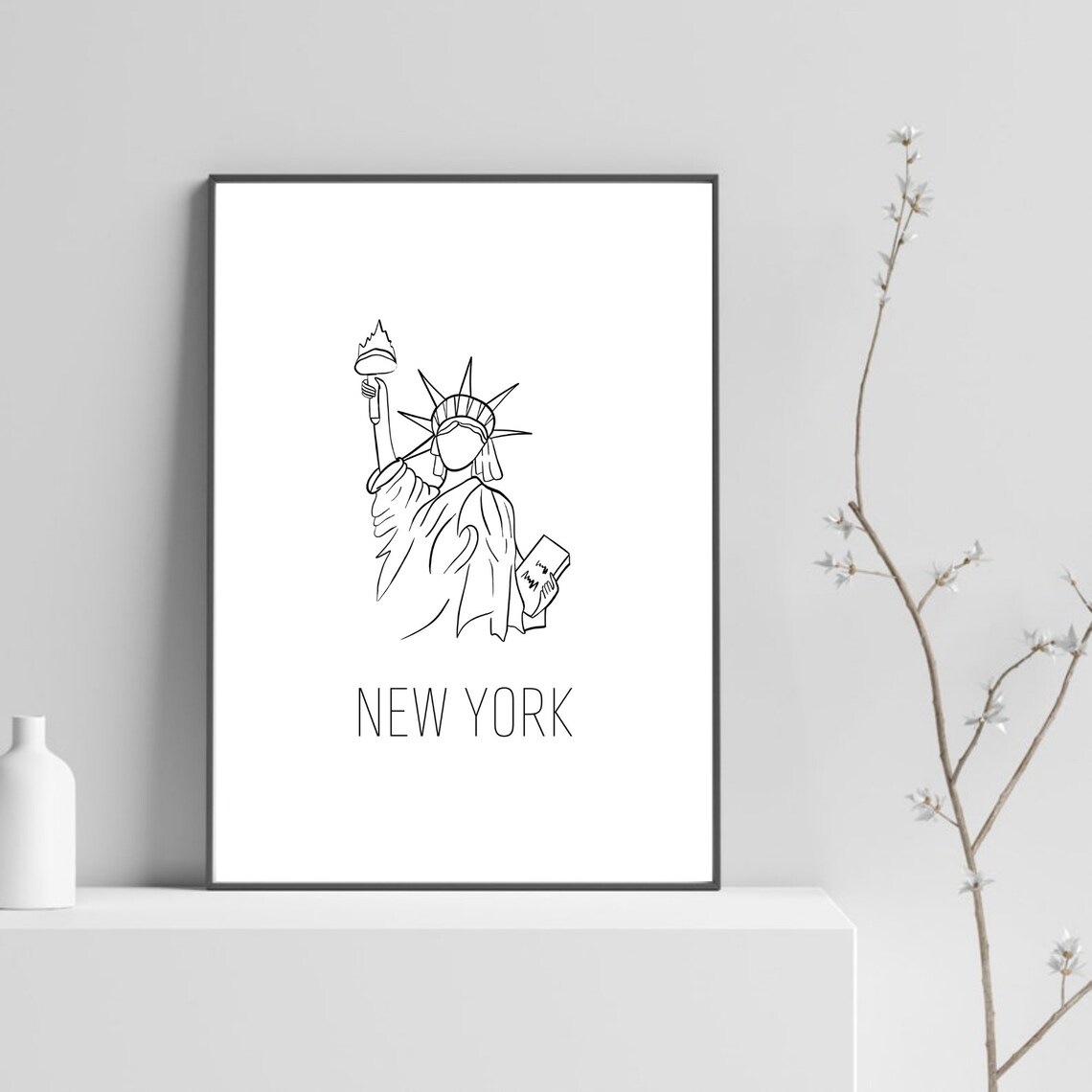 New York Statue of Liberty Minimalist Line Art Travel Souvenir Poster
