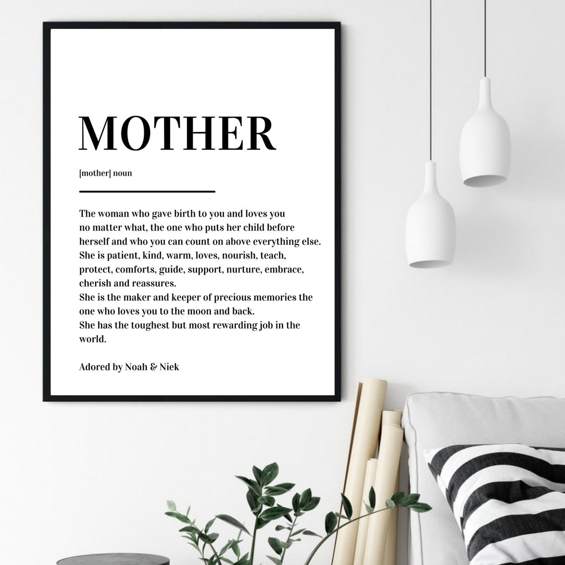 Personalized Mama Definition Mothers Day Gift Black White Word Poster - Image 3