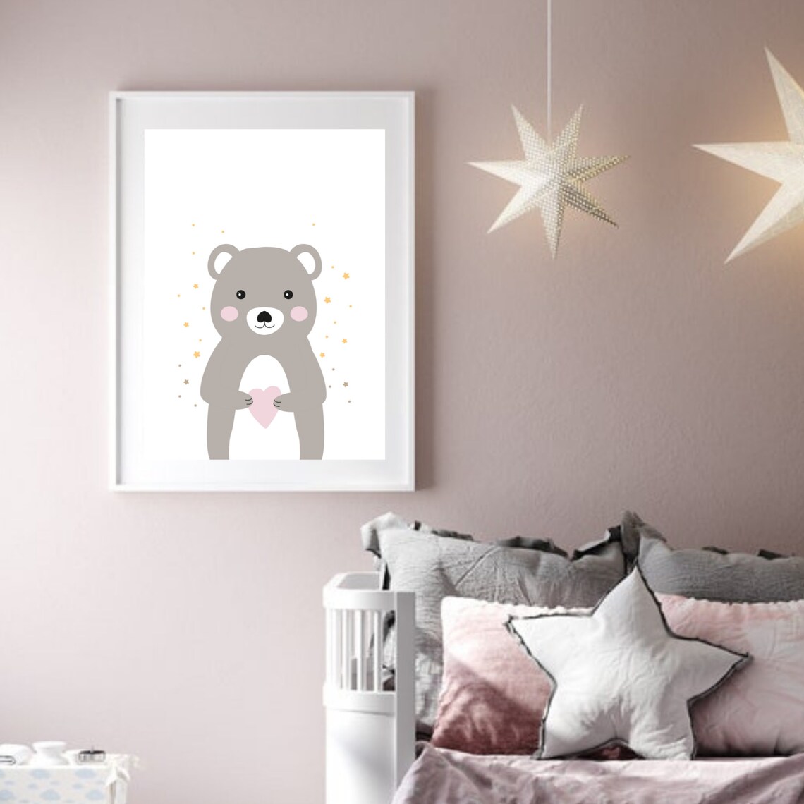 Cute Teddy Bear Nursery Poster Baby Room Woodland Animal Wall Decor - Image 3