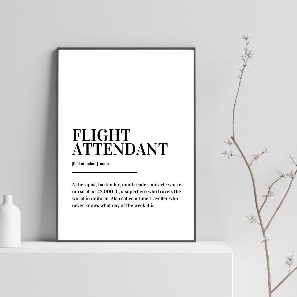 Flight Attendant Definition Cabin Crew Gift Dictionary Quote Poster