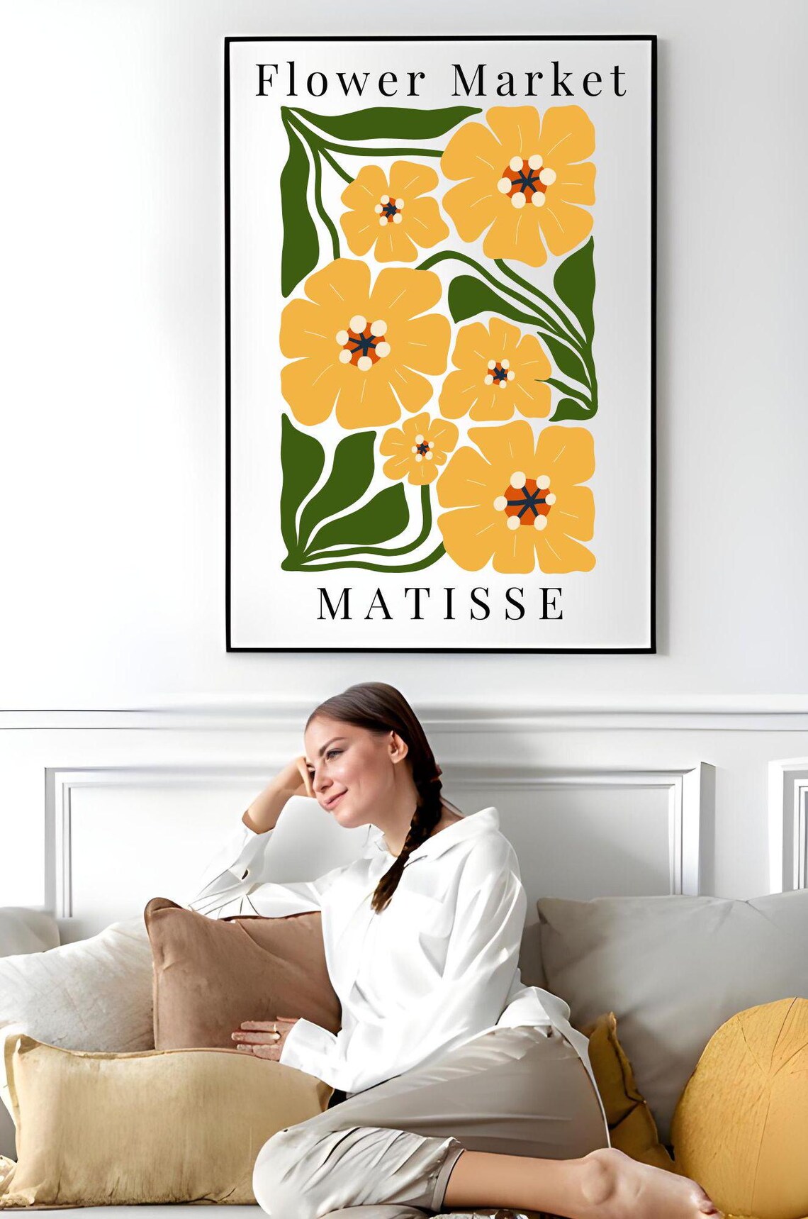 Matisse Flower Market Yellow Floral Botanical Illustration Wall Art Poster - Image 4