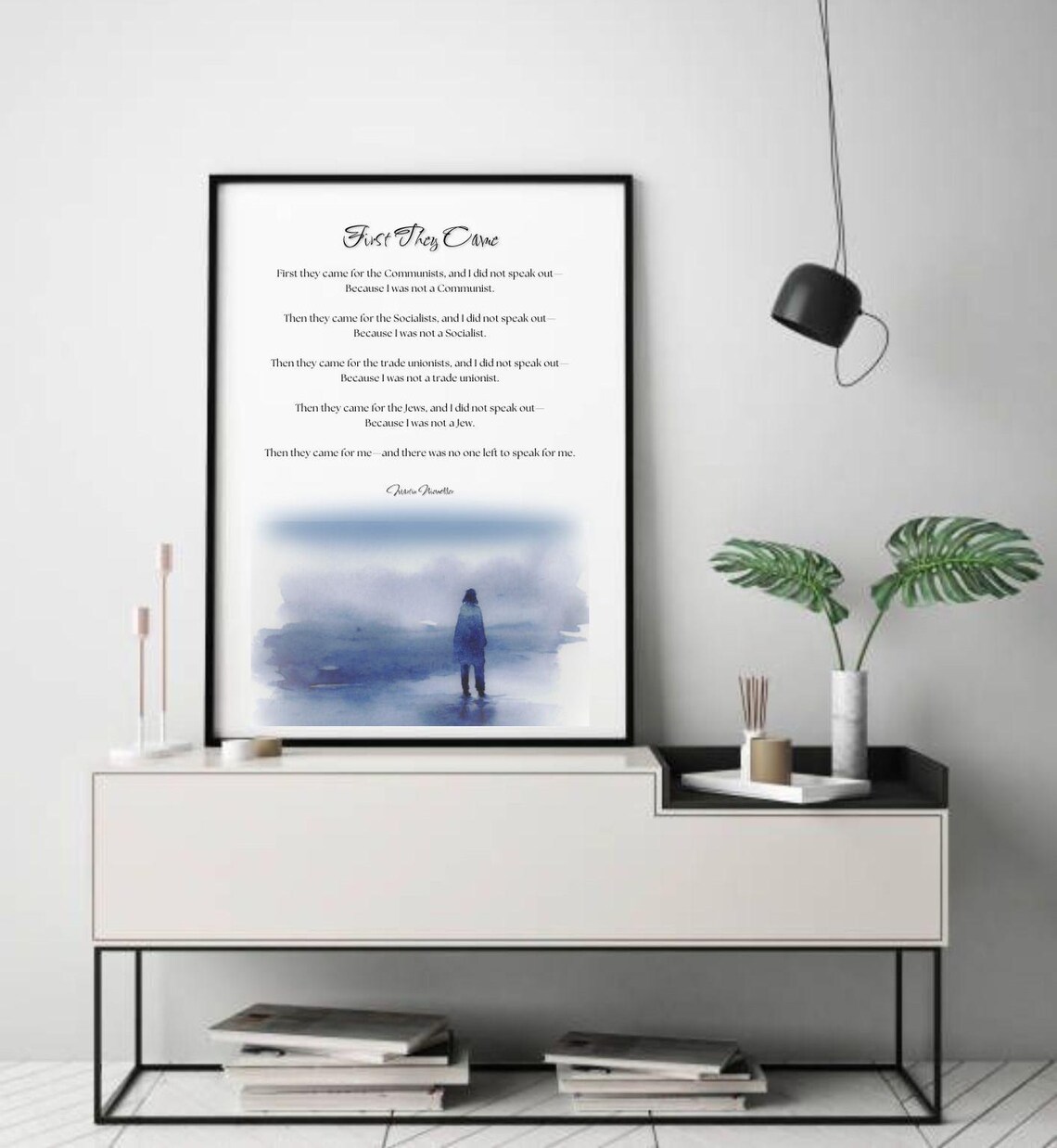 First They Came Martin Niemöller Poem Watercolor Illustrated Typography Poster - Image 2