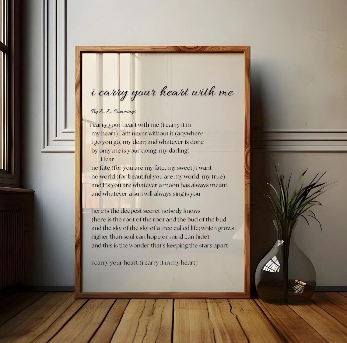 E E Cummings I Carry Your Heart Poem Floral Love Poetry Wall Art Print - Image 3