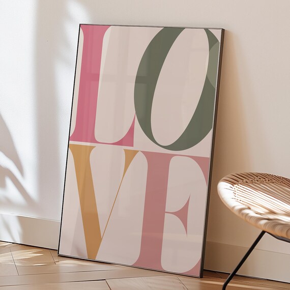Love Typography Pastel Color Block Modern Serif Letter Art Poster