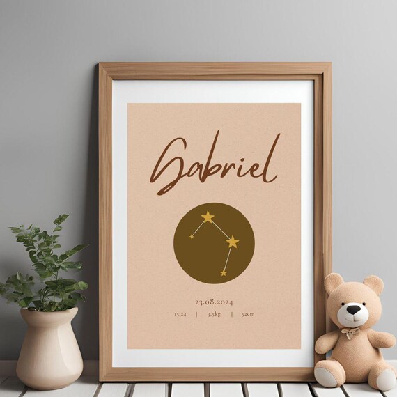 Personalized Constellation Name Baby Birth Keepsake Art Poster