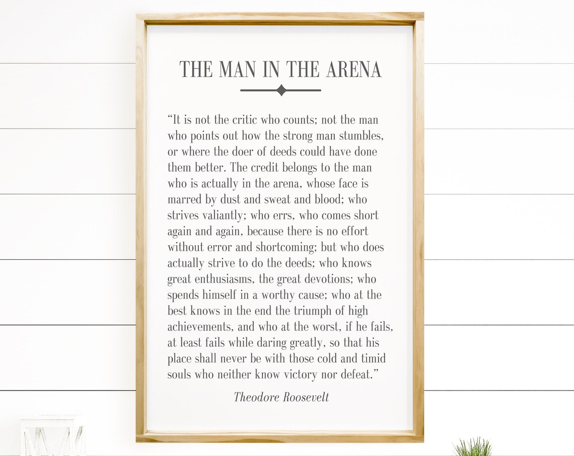 The Man In The Arena Quote Wall Art, Theodore Roosevelt