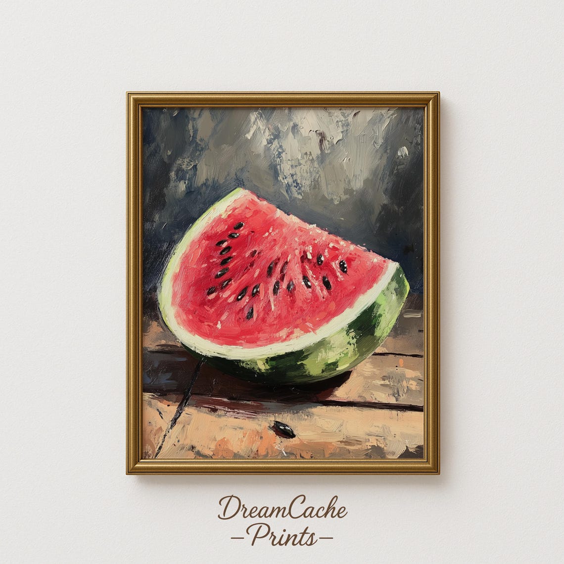 Juicy Watermelon Slice Oil Painting Summer Kitchen Still Life Poster