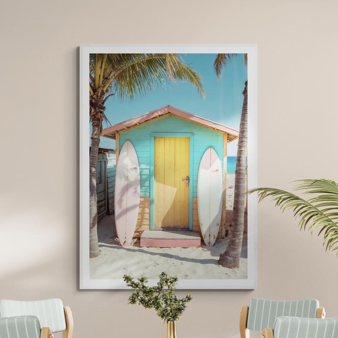 Surf Beach Hut Coastal Art Print, Fine Art