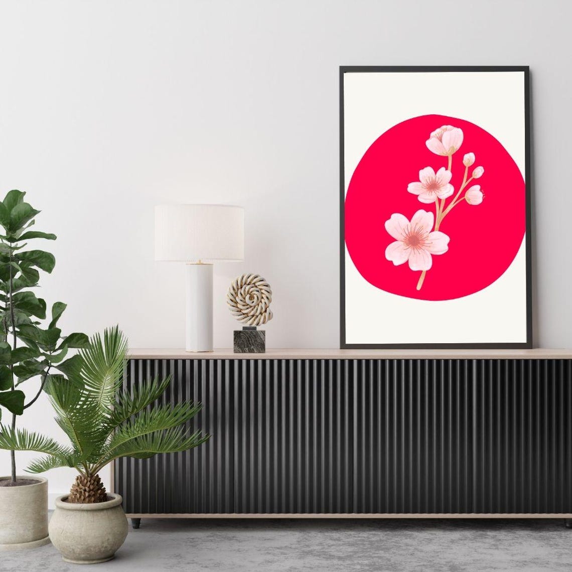 Burgundy Floral Wall Art Minimalist Botanical Print For Modern Home Available