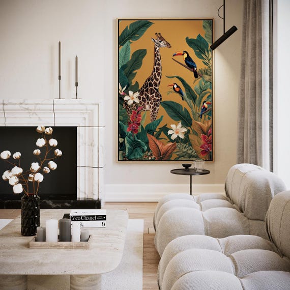 Safari In Colorful Jungle Artwork Wall Art