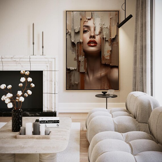 Torn Paint Woman Portrait Dripping Texture Moody Fine Art Poster