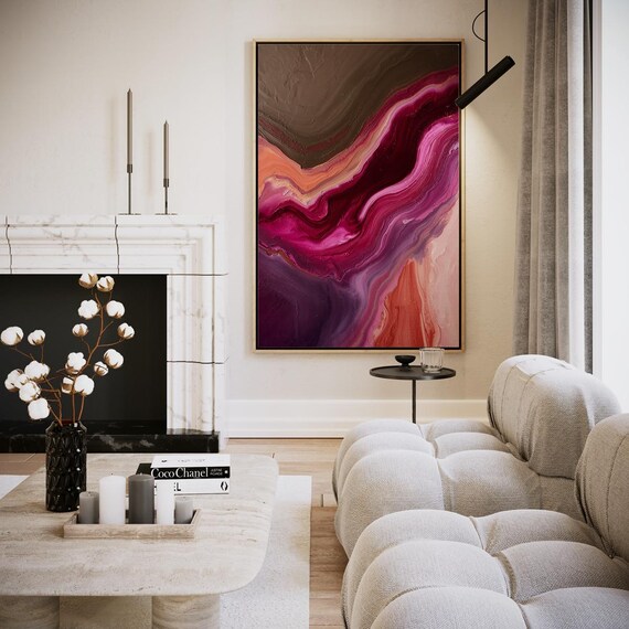 Magenta Marble Swirls Abstract Fluid Art Modern Decor Poster