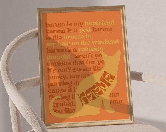 Taylor Swift Karma Song Lyrics Cat Illustration Music Poster