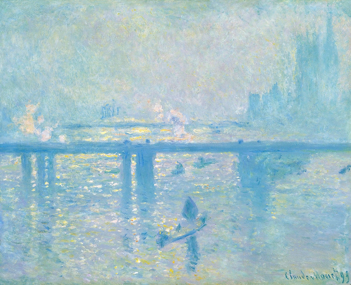 Claude Monet Charing Cross Bridge 1899 Misty London River Thames Poster