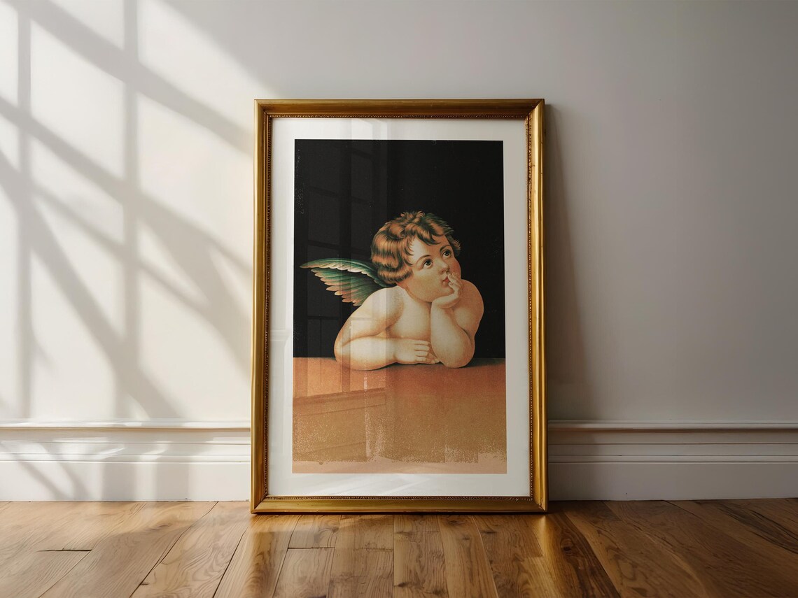 Vintage Valentine Cupid Angel Poster Print - Image 3