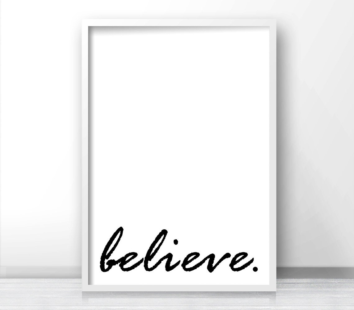 Believe Script Typography Minimalist Motivational Word Wall Art Poster - Image 4