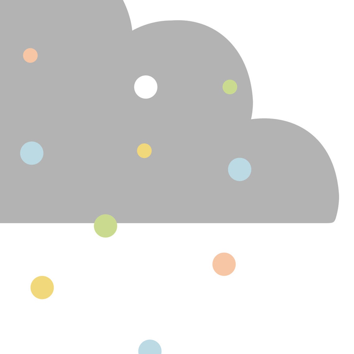 Grey Cloud Confetti Dots Nursery Print Neutral Kids Room Wall Art - Image 2