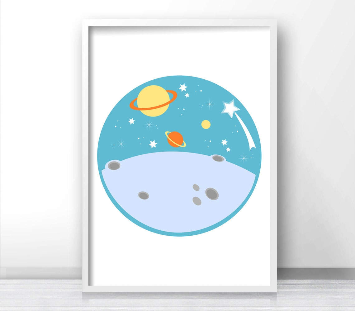 Outer Space Planets And Stars Kids Nursery Wall Poster Boys Room Decor - Image 3